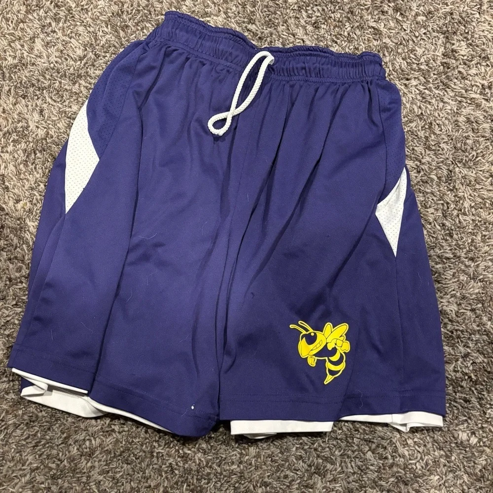 Men's White and Purple Reversible Athletic Shorts
